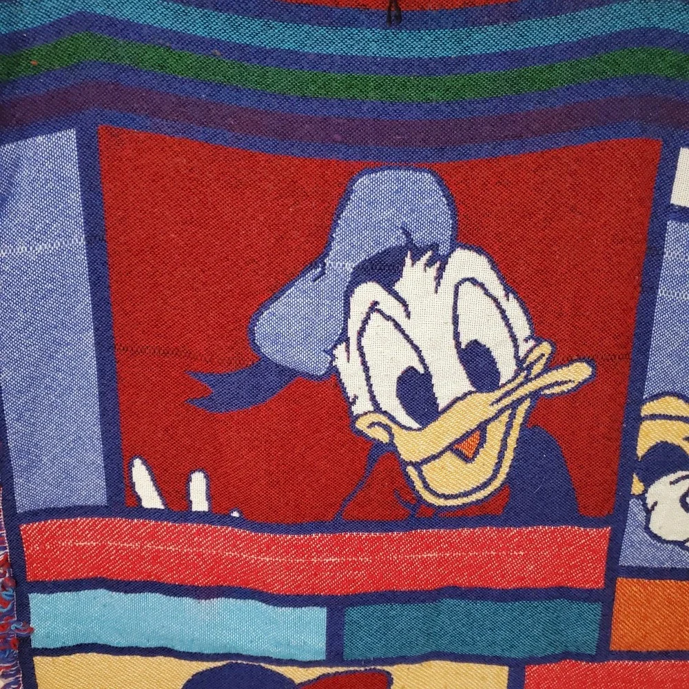 VTG Disney Blanket Characters Tapestry Woven Block Beacon Throw‎ 61x54 USA